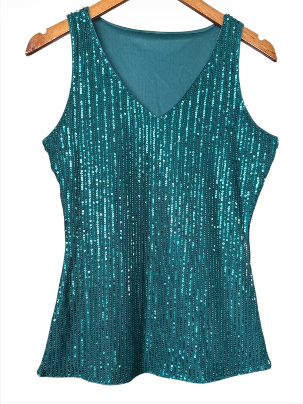 Teal Sequin V-Neck Camisole